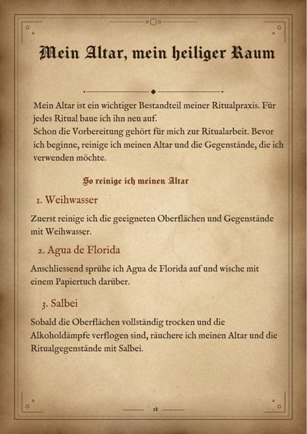 Innenseite «Mein Altar, mein heiliger Raum» aus dem Ritualgrimoire